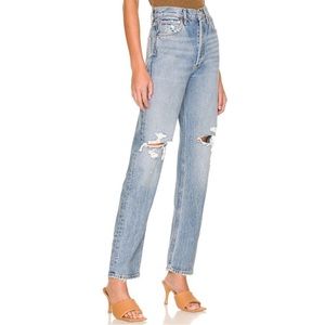 NWT Agolde 90's Pinch Waist Jeans Straight Leg High Rise in Rule Blue